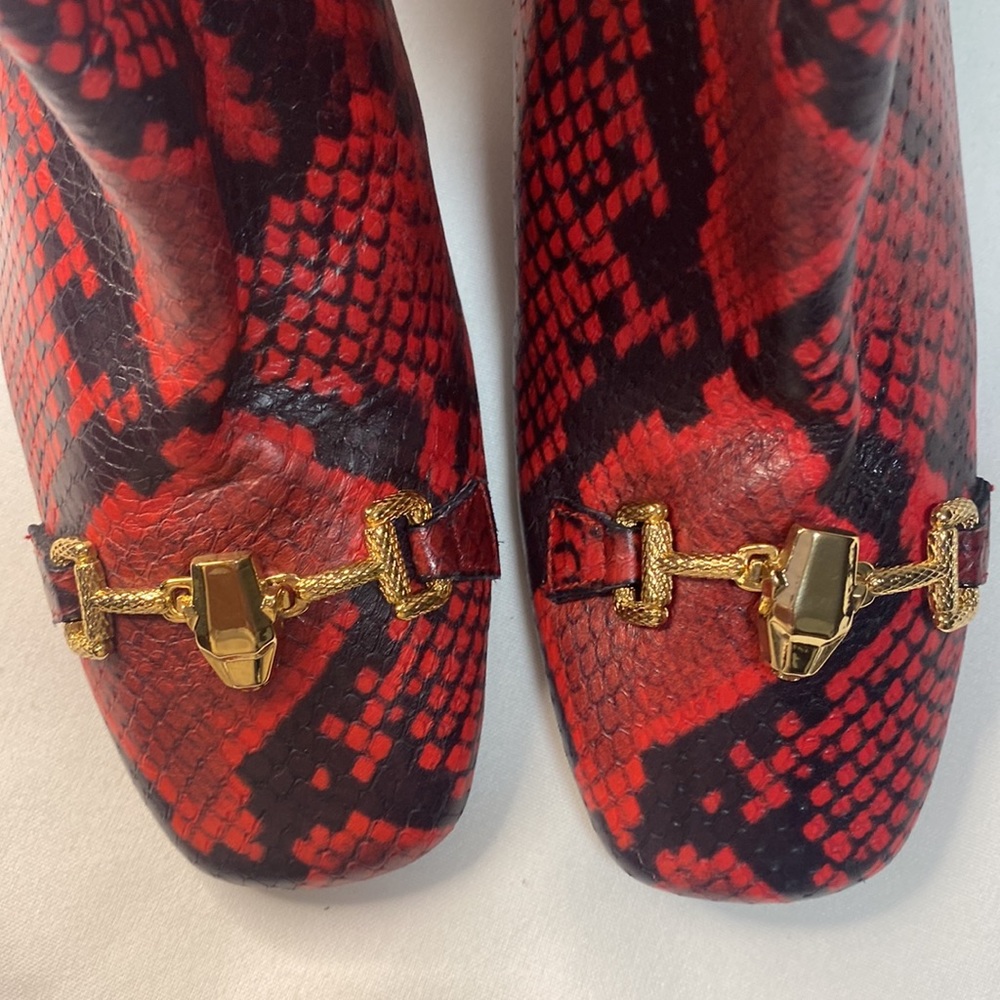 Cavalli Class Red Python Block Heel Boots - image 3